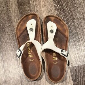 Birkenstock White and Brown Sandals